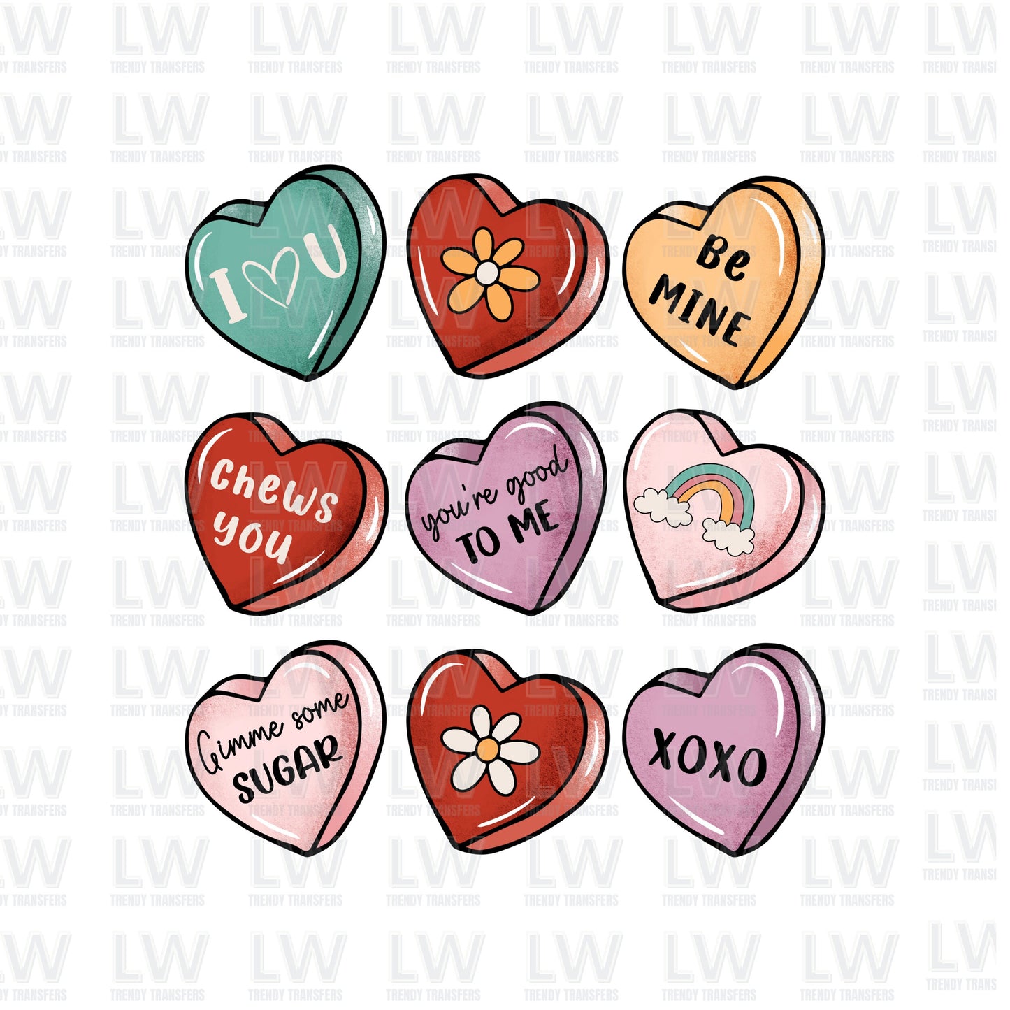 Candy Hearts Valentine’s Day DTF Transfer #2311