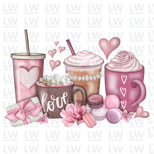 Pink Coffee Lattes DTF TRANSFER