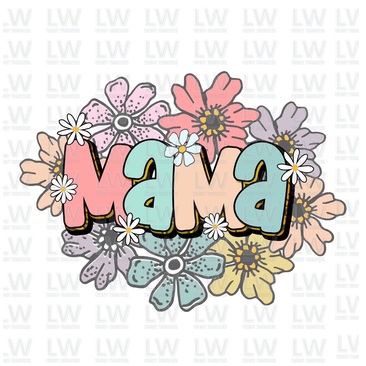 Mama Retro Flowers DTF TRANSFER