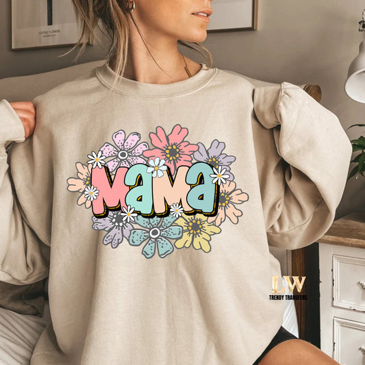 Mama Retro Flowers DTF TRANSFER