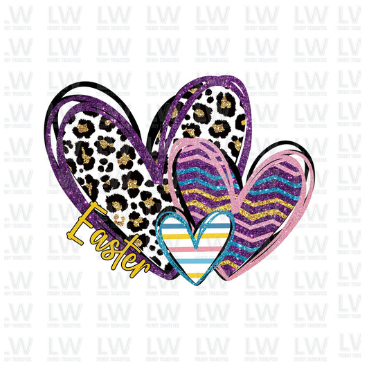 Retro Easter hearts DTF Transfer