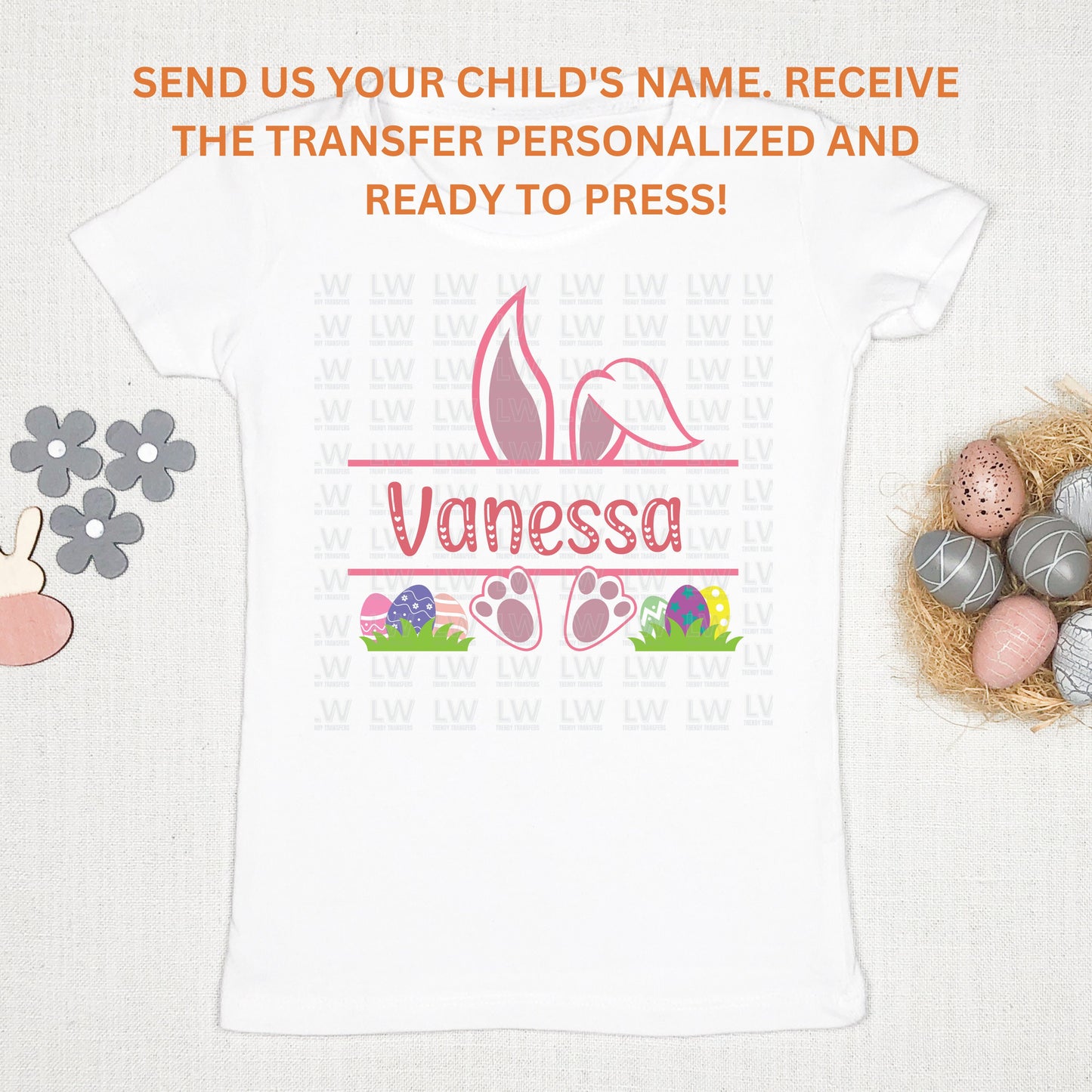 Easter Bunny Transfer With Name DTF TRANSFER