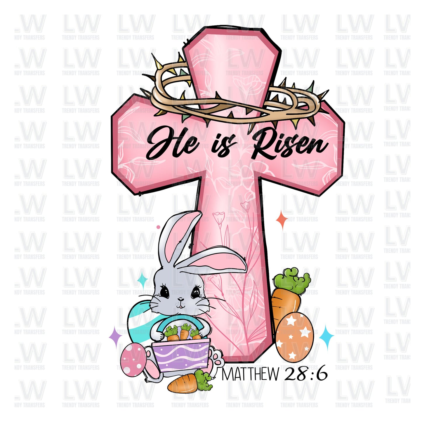 He Is Risen - Matthew 28:6 DTF TRANSFER 2381